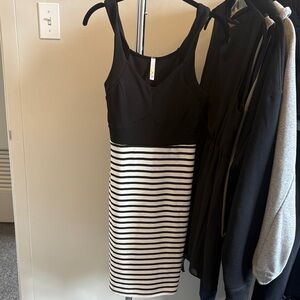 Stylish Black and White Striped Midi Dress